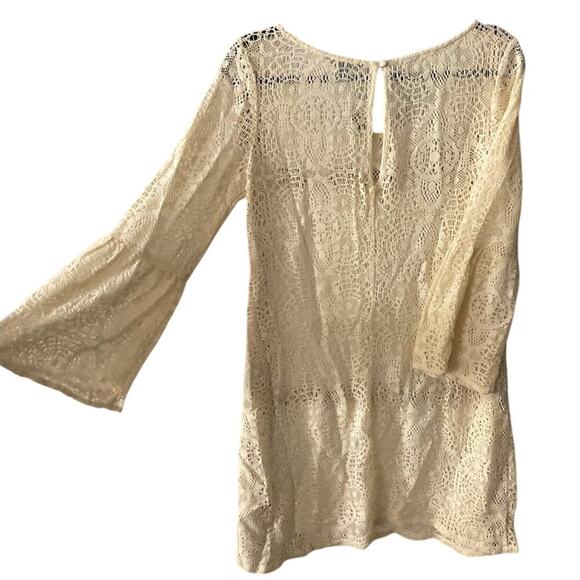 American Eagle NWT Lace Dress Bell Sleeves Swimsuit Coverup Cream Size Medium - Picture 4 of 4
